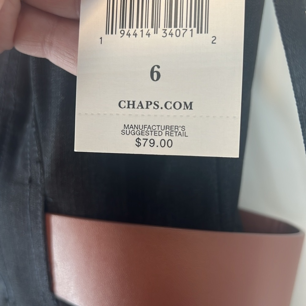 Chaps Denim Sheath Dress Knee Length Crewneck Sleeveless Belted Black Size 6 - Picture 5 of 9